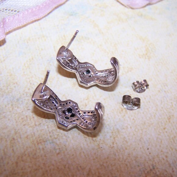 JWBR Made in India Sterling Silver Blue/Clear Lab Diamond Pierced Earrings - Picture 8 of 8